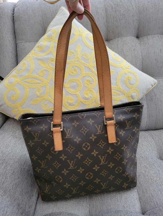 Louis Vuitton Handbags - Louis Vuitton Monogram Canvas Brown Tote Bag with Tan Leather Handles